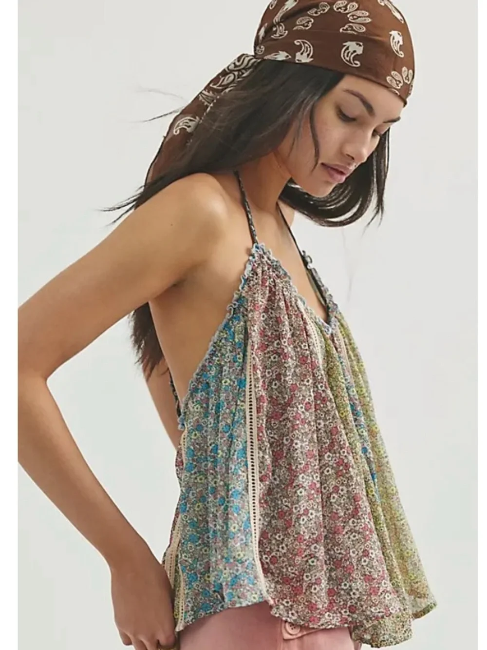NWT Free People Costa Printed Halter Neck Tank M